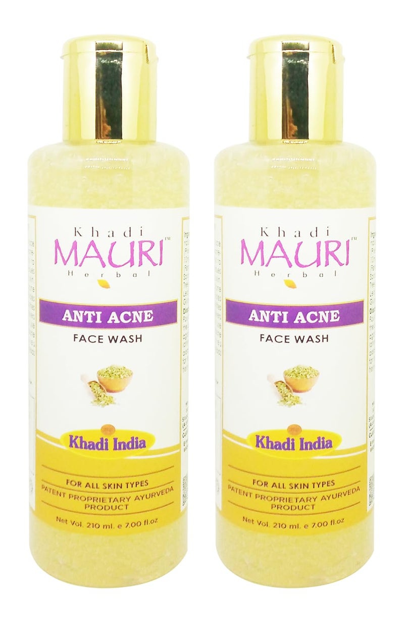 Khadi Mauri Anti Acne (Sles/Parben Free) Face Wash - Pack of 2 (420 ml)