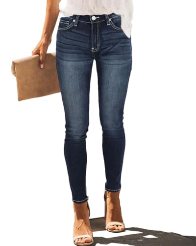 Allimy Women High Waist Stretchy Skinny Denim High Rise Dark Wash Jeans Size 8 - Image 1