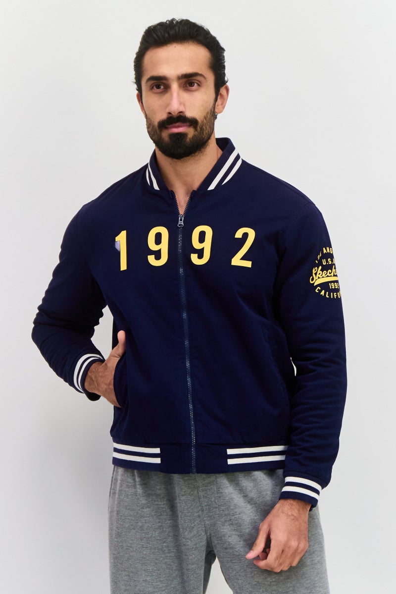 SKECHERS Men Sportswear Fit Long Sleeve Outdoor Jackets, Navy Blue - Image 1