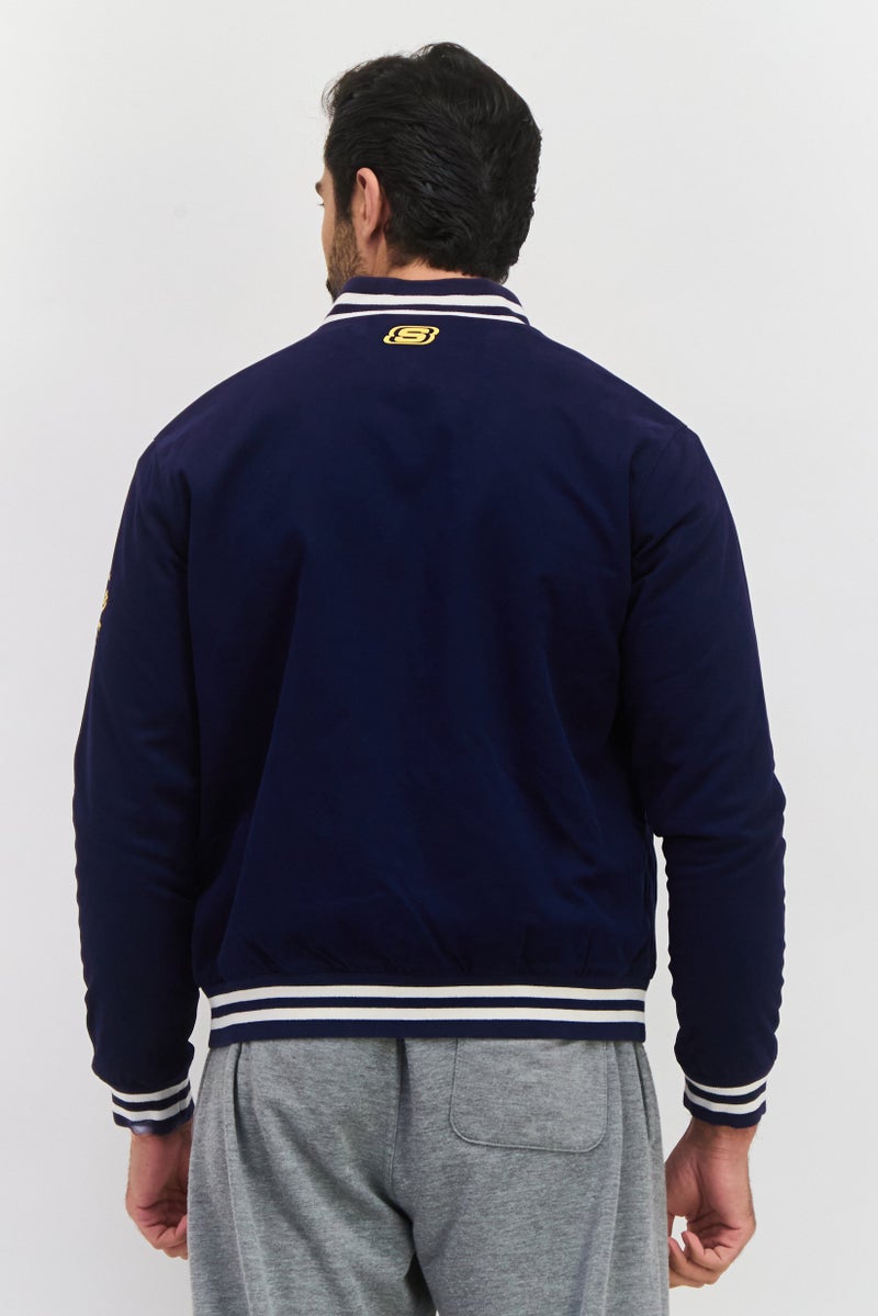 SKECHERS Men Sportswear Fit Long Sleeve Outdoor Jackets, Navy Blue - Image 3