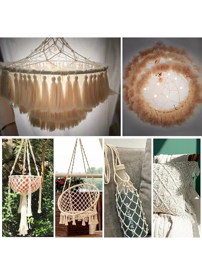 حبل غزل سميك للمكرميات مصنوع من القطن، مناسب للأعمال الحرفية اليدوية وزينة الحديقة والشرفة وديكور المنزل، بلون بيج - Image 2