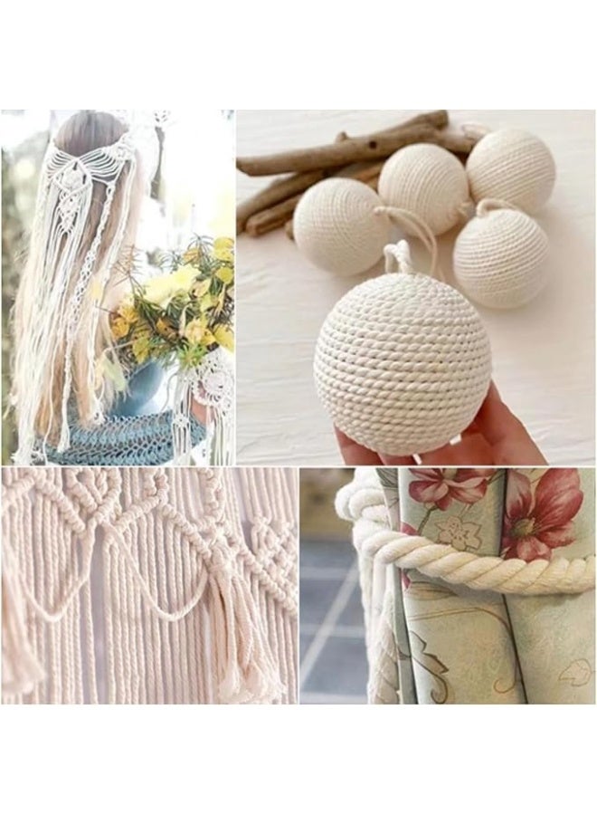 حبل غزل سميك للمكرميات مصنوع من القطن، مناسب للأعمال الحرفية اليدوية وزينة الحديقة والشرفة وديكور المنزل، بلون بيج - Image 3