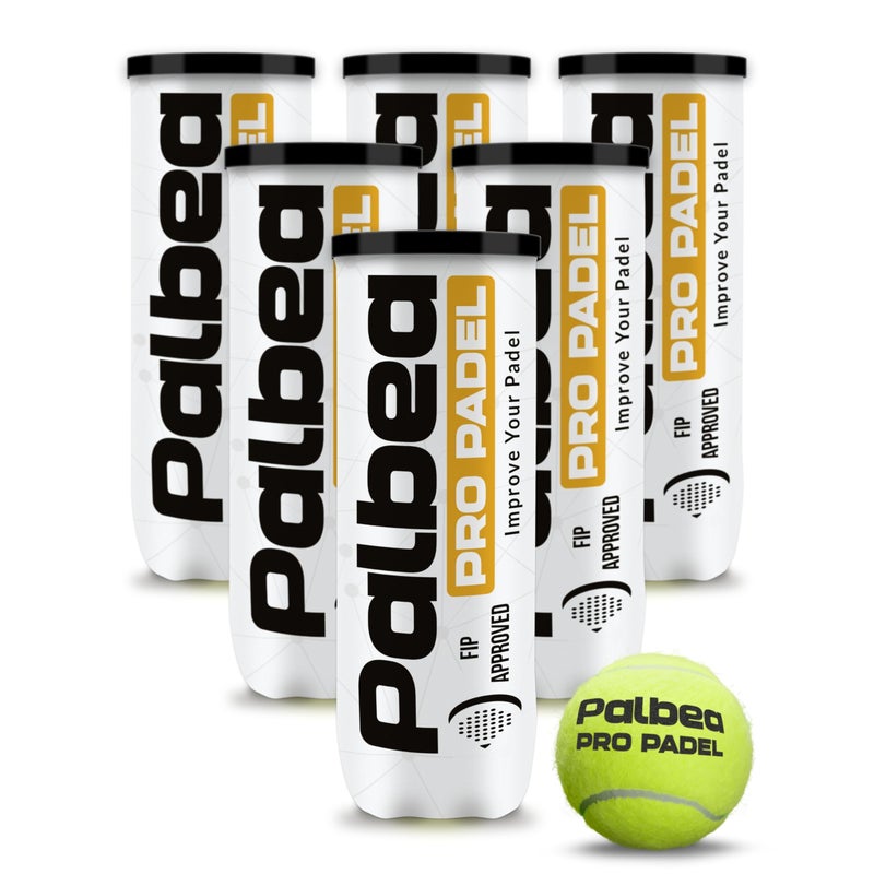 Palbea PRO Padel Balls 6 Tubes of 3 Padel Tennis Balls FIP Approved Paddle Balls Made of HV Felt for Training and Tournament Suitable for Any Surface or Sites - Image 2
