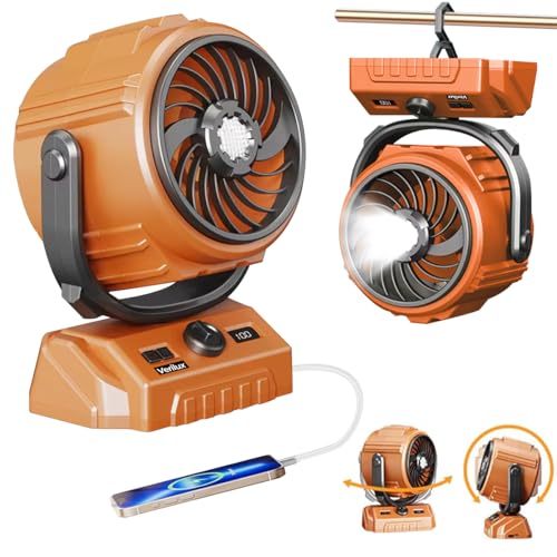 Verilux® 6'' Rechargeable Table Fan with Night Light, Stepless Airflow Adjustable Cooling Fan, 360°Manual Flip Desk Fan for Home, Office, Camping, 4000Mah - Image 1