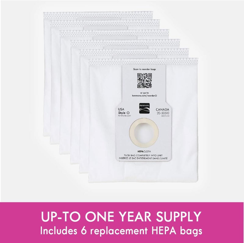 Kenmore 53294 Style O HEPA Cloth Vacuum Bags for Kenmore Upright Vacuum Cleaners 6 PackWhite - Image 3