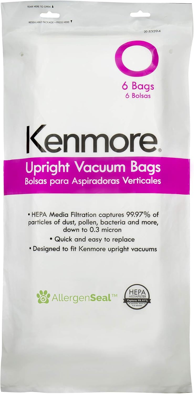 Kenmore 53294 Style O HEPA Cloth Vacuum Bags for Kenmore Upright Vacuum Cleaners 6 PackWhite - Image 1