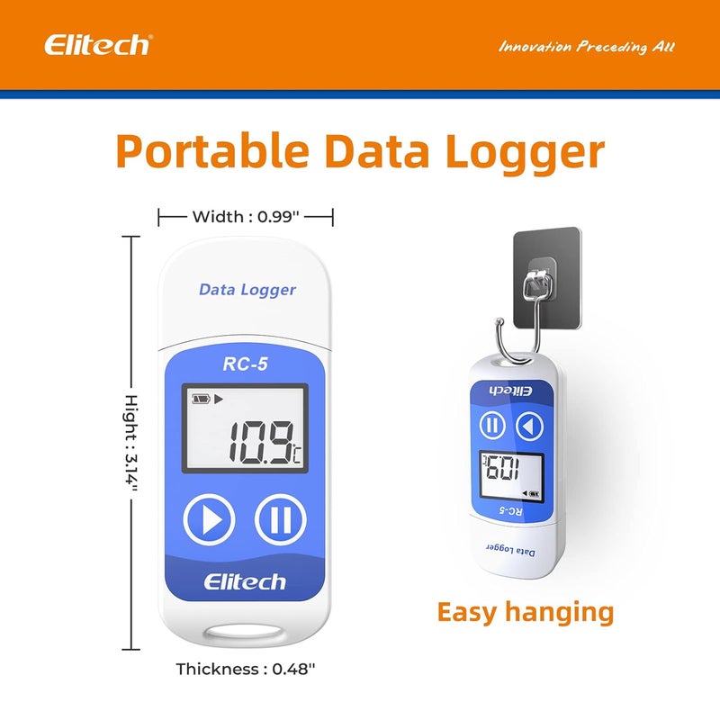Elitech RC-5 USB Temperature Data Logger Recorder 32000 Points High Accuracy (5 Pack) - Image 4