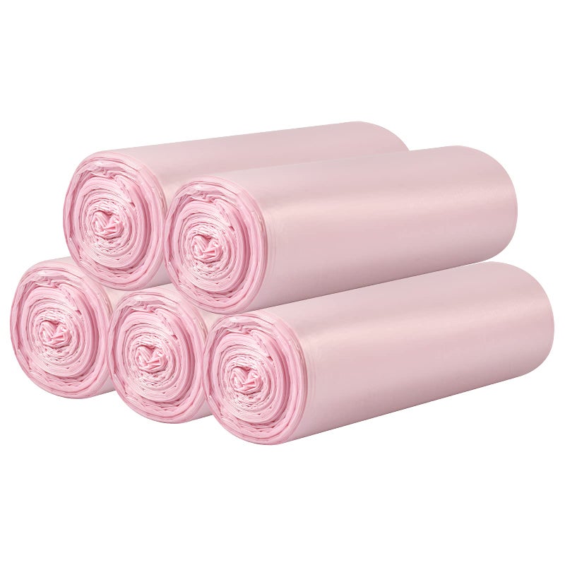 HDY 5 Rolls Small Trash Bags - 100 Counts Durable 4 Gallon Small Garbage Bags for home office kitchen Bathroom Bedroom Trash Can linersï¼ˆPinkï¼‰ - Image 1