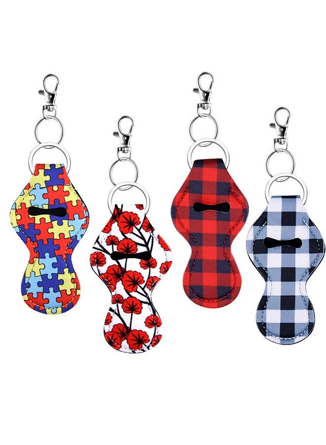 Duufin 20 Pieces Chapstick Holder Keychains Bulk with 20 Pieces Metal Clip Cords Lipstick Holder Chapstick Keyring Holder - Image 3