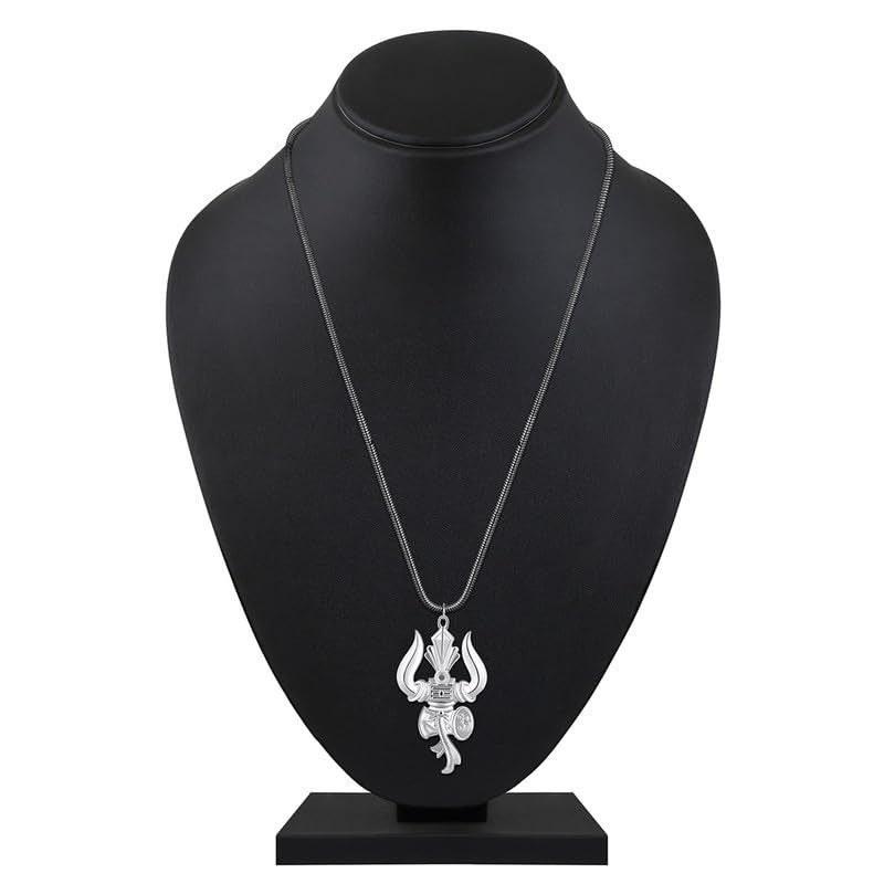 Mahi Lord Shiva Trishul & Damroo Pendant and 24 Inch Chian for Men (PAPS1101894PR) - Image 2