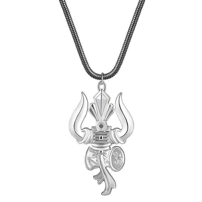 Mahi Lord Shiva Trishul & Damroo Pendant and 24 Inch Chian for Men (PAPS1101894PR) - Image 1