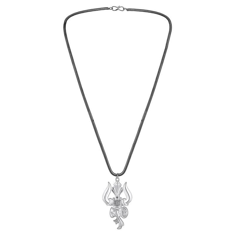 Mahi Lord Shiva Trishul & Damroo Pendant and 24 Inch Chian for Men (PAPS1101894PR) - Image 3