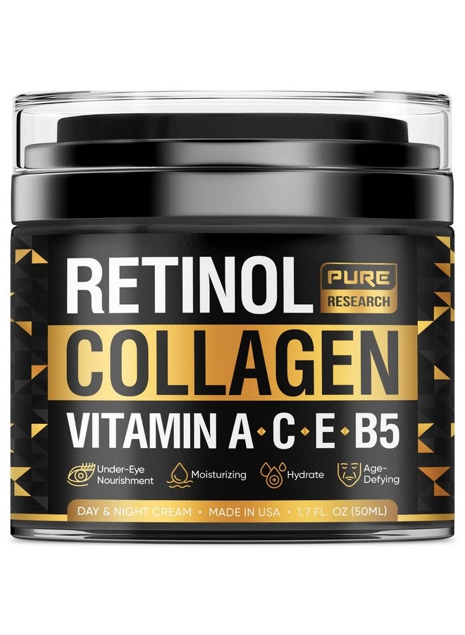 بيور ريسيرش كريم ريتينول للوجه - كريم طبيعي مضاد للتجاعيد - مرطب للوجه مضاد للشيخوخة مع الكولاجين وحمض الهيالورونيك - يرطب ويجدد ويحمي بشرتك 1.7 أونصة - Image 1