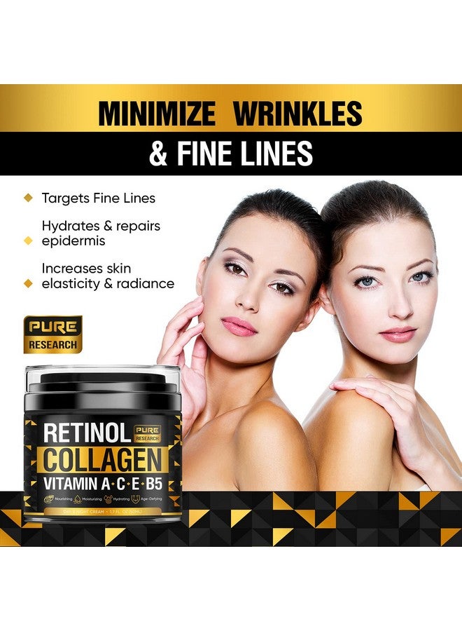 بيور ريسيرش كريم ريتينول للوجه - كريم طبيعي مضاد للتجاعيد - مرطب للوجه مضاد للشيخوخة مع الكولاجين وحمض الهيالورونيك - يرطب ويجدد ويحمي بشرتك 1.7 أونصة - Image 2