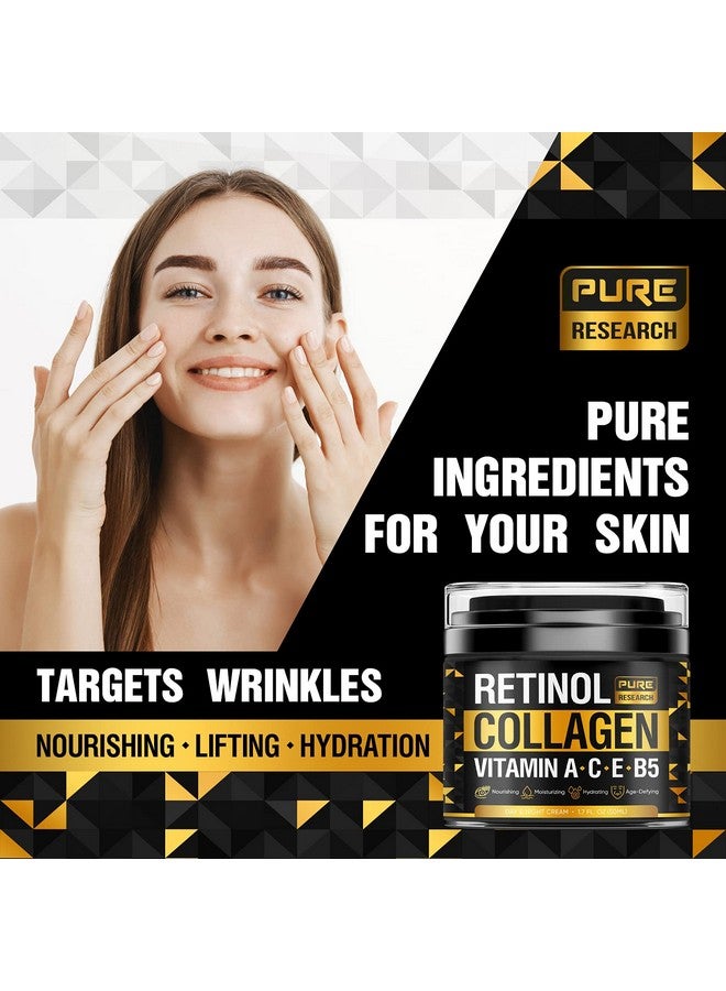 بيور ريسيرش كريم ريتينول للوجه - كريم طبيعي مضاد للتجاعيد - مرطب للوجه مضاد للشيخوخة مع الكولاجين وحمض الهيالورونيك - يرطب ويجدد ويحمي بشرتك 1.7 أونصة - Image 3