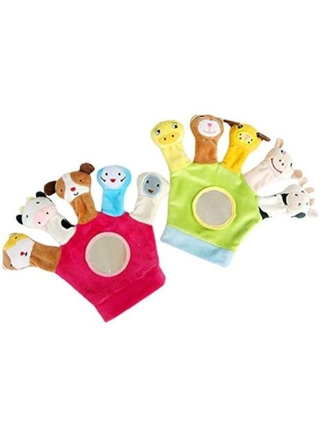 2Pcs Soft Finger Toy Puppets Flannelette Kids Gloves Animal Doll Hand Puppet Birthday Party Favor Gift for Baby Toddler Infant  - Image 1