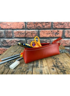 Mona Lisa Soft Leather Stylish Triangle Pen Holder Red