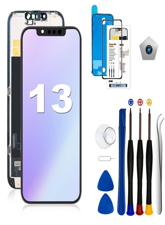 شاشة LCD بديلة لهاتف iPhone 13 من EFAITHLIFE، مقاس 6.1 بوصة (موديل A2633، A2482، A2631، A2634، A2635)، شاشة لمس مع إطار وأداة إصلاح - Image 1