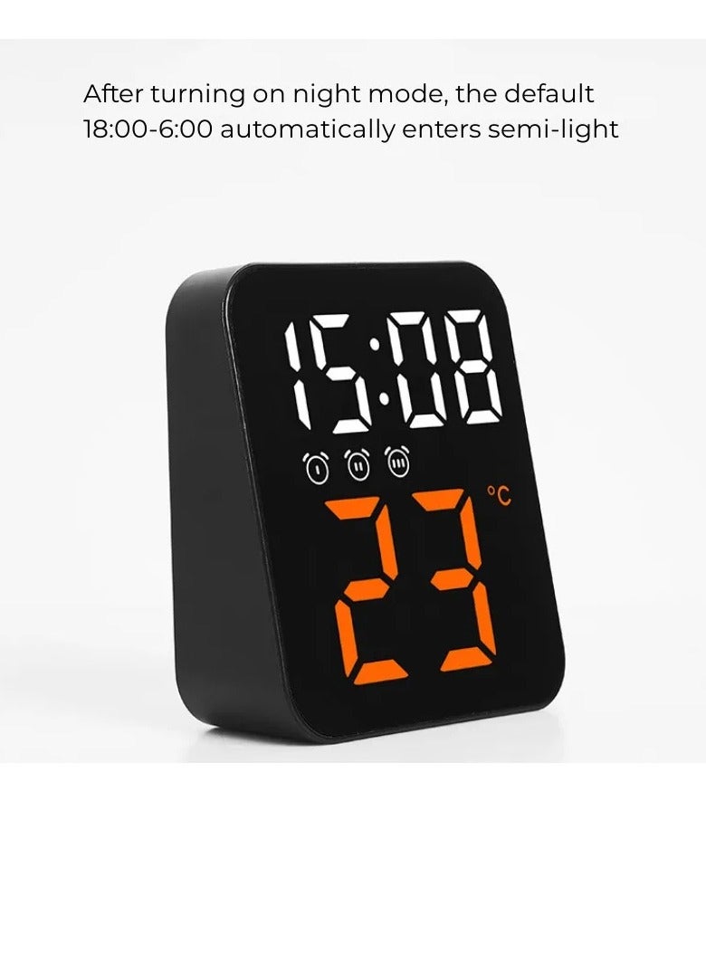 AROAQ LED Digital Alarm Clock, Voice Control Alarm Clock With Temperature Time Date Display, Super Silent 2 Levels Adjustable Brightness Multifunction Bedside Clock For Home Office Decor, (Blue)  - Image 5