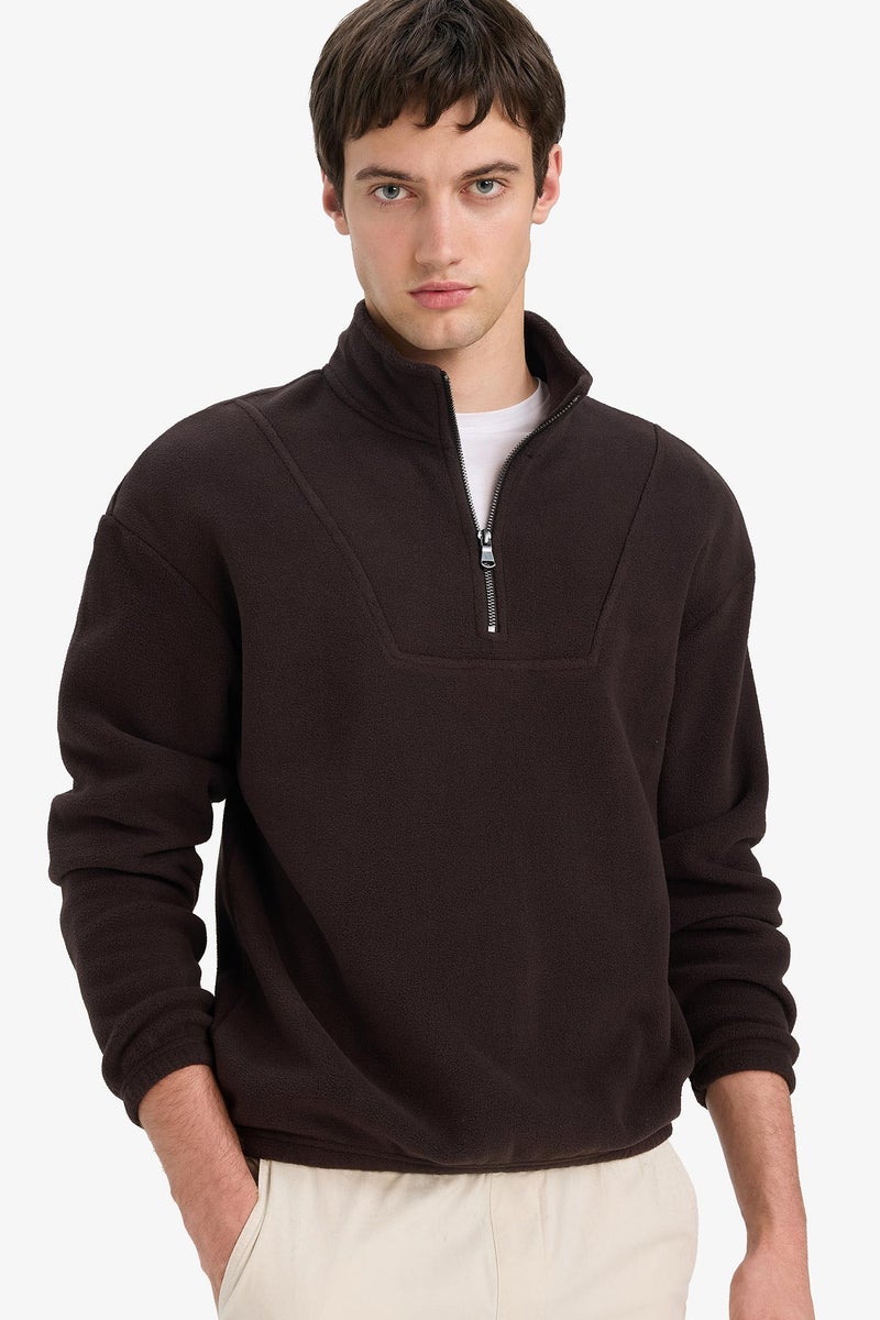 DeFacto Brown Man Boxy Fit Printed Long Sleeve Sweatshirt Casual - Image 1