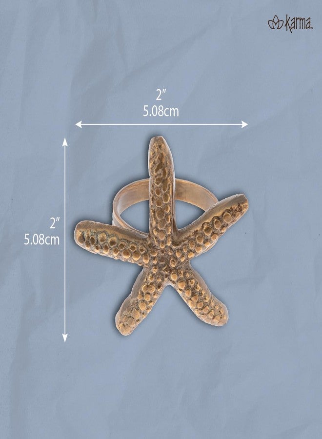 Karma, Gold Napkin Holder Set of 4, Napkin Ring for Home and Kitchen Décor, Starfish - Image 3
