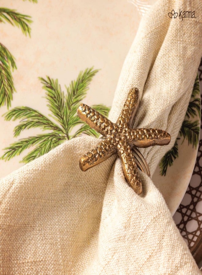 Karma, Gold Napkin Holder Set of 4, Napkin Ring for Home and Kitchen Décor, Starfish - Image 2