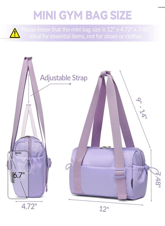 BAVERGE Small Gym Bag for Women Mini Duffle Bag with Wet Compartment, Lightweight Waterproof Cute Tote for Girls Workout Sport Travel,Purple, Purple - Image 2