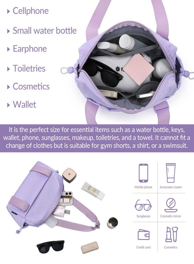 BAVERGE Small Gym Bag for Women Mini Duffle Bag with Wet Compartment, Lightweight Waterproof Cute Tote for Girls Workout Sport Travel,Purple, Purple - Image 3