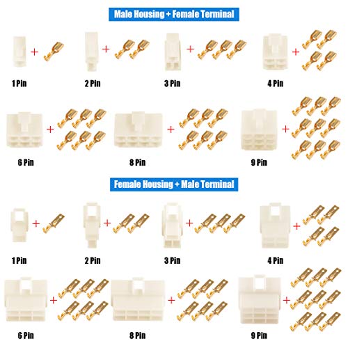 Glarks 280Pcs 6.3mm 6 Pin Way Electrical Automotive Wire Connector Male Female Socket Plug and Terminals Kit for Motorcycle, Bike, Car, Boats (20Set 6.3mm 6P) - Image 4