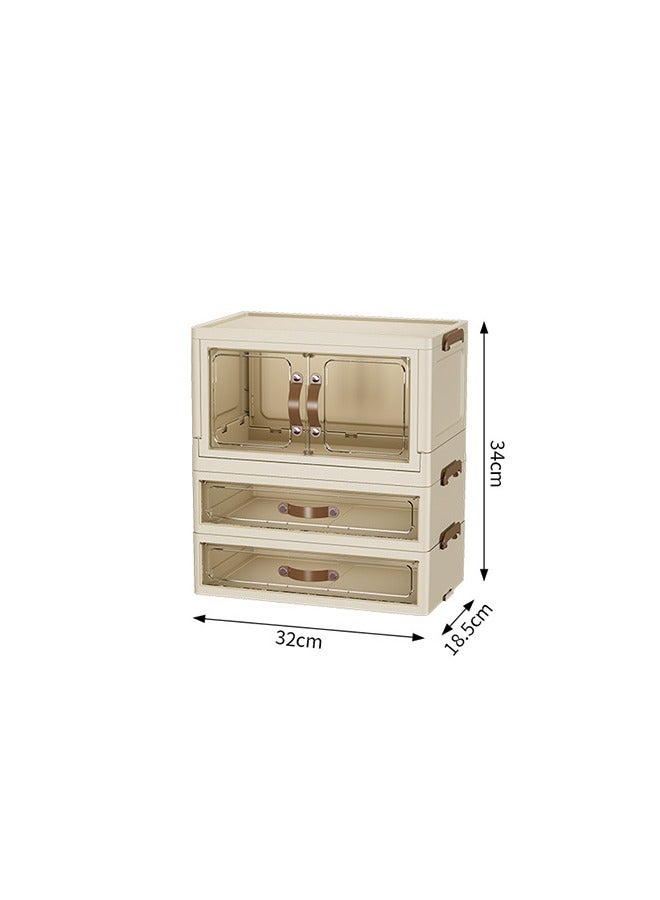 XiuWoo Makeup Organizer Storage Bins with Doors Plastic Shelves for High-Capacity Skincare Clear Make Up Storage Perfume Organizers and Storage Foldable Storage Containers  - Image 2