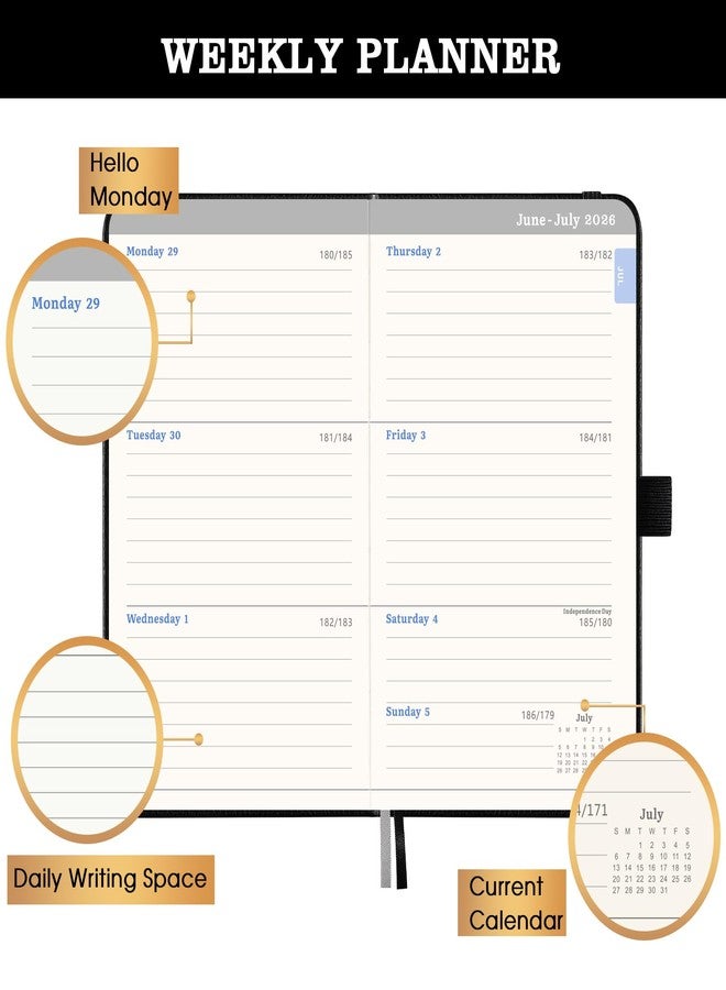 Feteulo 2026-2027 Pocket Planner/Calendar - Jul 2026 - Jun 2027, Academic Planner 2026-2027, Pocket Calendar for Purse, 6.3'' × 3.8'', Elastic Bound, Agenda Book - Image 4
