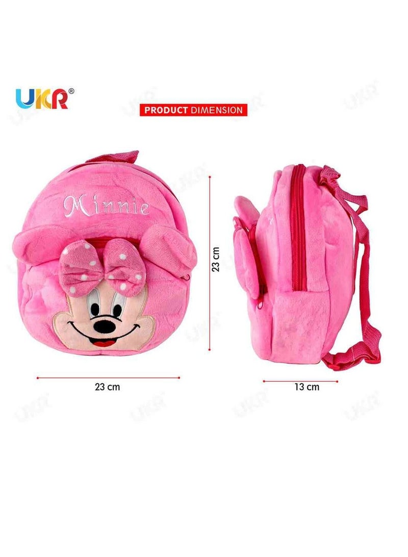 UKR Kids Minnie Mouse Backpack - Lightweight Plush Mini Pink Backpack for School - Cute Cartoon Design for Children - Image 4