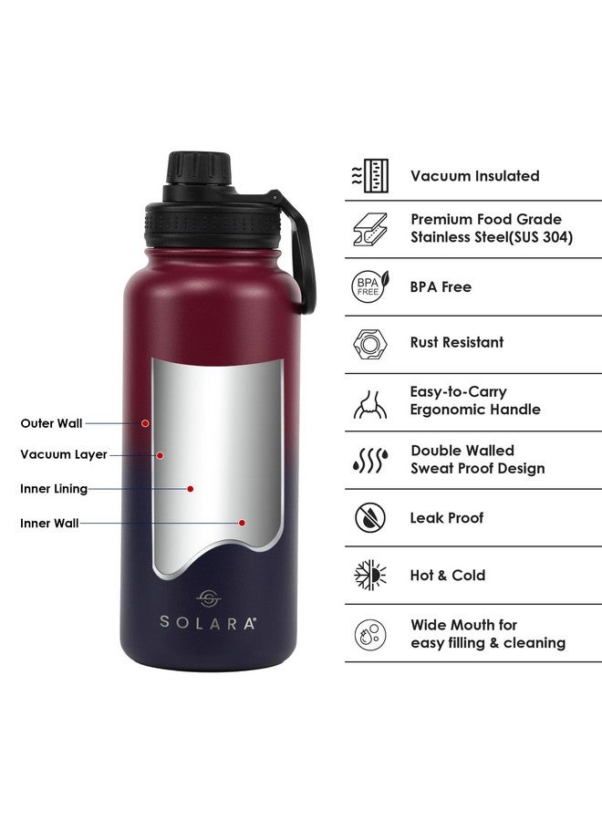 SOLARA Vacuum Insulated Water Bottle 1 Litre | Hot Water Bottle | Hot and Cold Thermosteel Bottle for Travel, Home, Office, School | Hot and Cold Sipper Bottle | Dark Intentions | 1L - Image 2