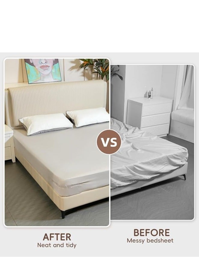 مقاطع ورقة سرير ثقيلة مع فرش أحزمة محسنة ، حامل ورقة سرير زاوية مفتوحة مع شرائط قفل ، الحفاظ على الأوراق الثابتة والضيقة ، لا مزيد من الأوراق الفضيحة ، تركيب سهل (أبيض) - Image 4