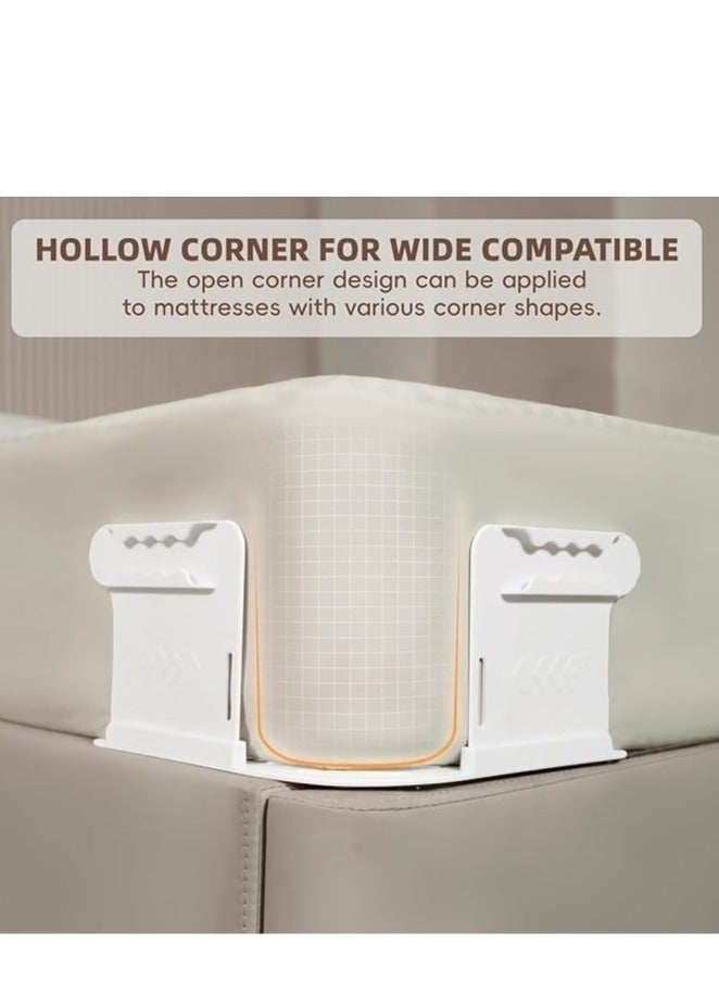 مقاطع ورقة سرير ثقيلة مع فرش أحزمة محسنة ، حامل ورقة سرير زاوية مفتوحة مع شرائط قفل ، الحفاظ على الأوراق الثابتة والضيقة ، لا مزيد من الأوراق الفضيحة ، تركيب سهل (أبيض) - Image 1