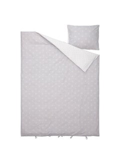 Zaboon Duvet Cover And Pillowcase, Floral Pattern Grey/White, 150X200/50X80 Cm  - Image 2