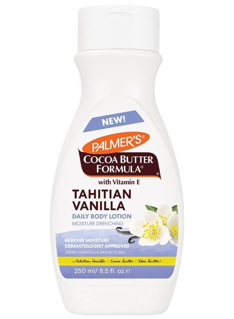 لوشن الجسم من بالمرز بصيغة زبدة الكاكاو بنكهة الفانيليا التاهيتية، 8.5 أونصة، لوشن مرطب يومي للبشرة الجافة مع زبدة الشيا وفيتامين E، يرطب ويحمي، يساعد في توفير ترطيب عميق لمدة 48 ساعة