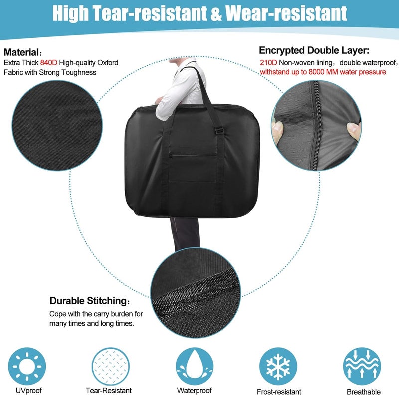 GRABADO 20 Inch Folding Bike Bag,Durable Folding Ebike Bags,Outside Waterproof Bike Bags,Portable Bike Transport Bag with Strong Webbing for Car Train Shipping Air Travel,Bike Accessories with Handlebar Case - Image 4
