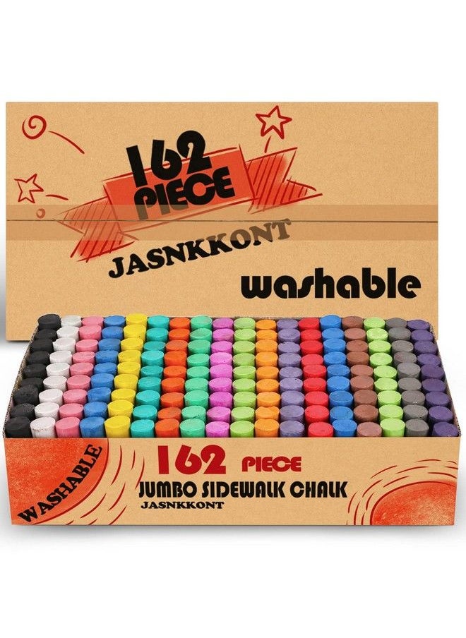 JASNKKONT 162 Pack 18 Colors Washable Sidewalk Chalk Set Nontoxic Jumbo Chalk For Outdoor Art Play Paint On Playground School Classroom Chalkboard Office Blackboard Outside Toys Gift For Kid And Adult  - Image 1