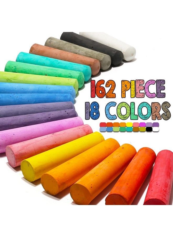 JASNKKONT 162 Pack 18 Colors Washable Sidewalk Chalk Set Nontoxic Jumbo Chalk For Outdoor Art Play Paint On Playground School Classroom Chalkboard Office Blackboard Outside Toys Gift For Kid And Adult  - Image 3