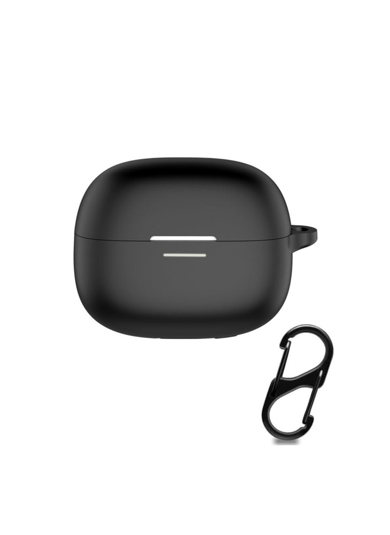 Generic Silicone Case For Redmi Buds 6 Pro Earbuds Full-Body Protection Cover with Anti-Lost Keychain (Black)  - Image 2