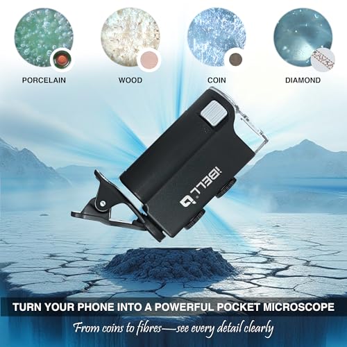 IBELL TOOLS iBELL IBL60-10 Professional Pocket Microscope with Phone Clip, 60X–100X Magnification, Optical Glass Lens, LED Illumination, Portable Handheld Microscope for Inspection and Educational Use - Image 4