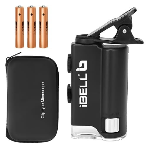 IBELL TOOLS iBELL IBL60-10 Professional Pocket Microscope with Phone Clip, 60X–100X Magnification, Optical Glass Lens, LED Illumination, Portable Handheld Microscope for Inspection and Educational Use - Image 1
