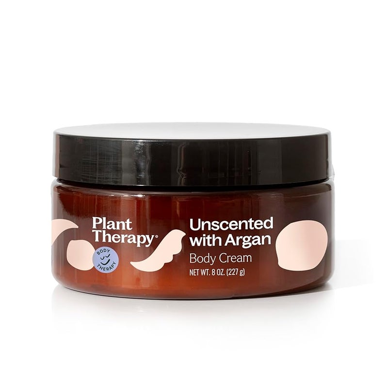 Plant Therapy Unscented Body Cream with Argan Oil 8 oz Restore Softness Hydration Vitamins and Antioxidants to Soften Smooth and Firm Skin