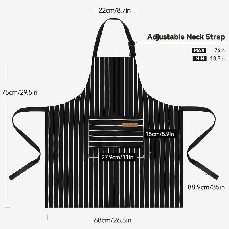 NLUS 2 Pack Kitchen Cooking Aprons, Adjustable Bib Soft Chef Apron with 2 Pockets for Men Women - Image 3