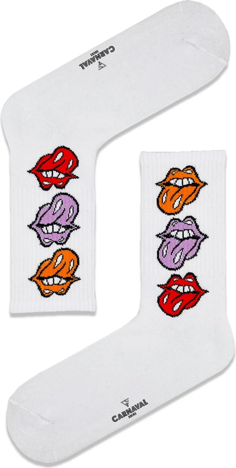 Carnaval Socks Tongue Out Patterned Colorful Socks