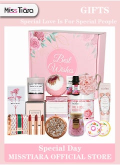 MissTiara Gifts Basket for Women - Birthday Gift Box Set Contains 14 Items Inspirational Gift,Relaxing Spa Care Package for Women Friendship,Friend Gifts for Women  - Image 1