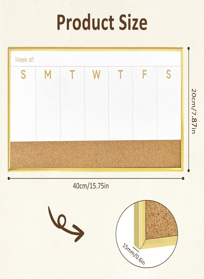 Umtiti Magnetic Weekly Dry Erase White Board and Cork Board, Aluminum Frame Mini Whiteboard，Magnetic Surface Whiteboard for Home Office and Wall Decor(ZHZL-2040JL) - Image 2