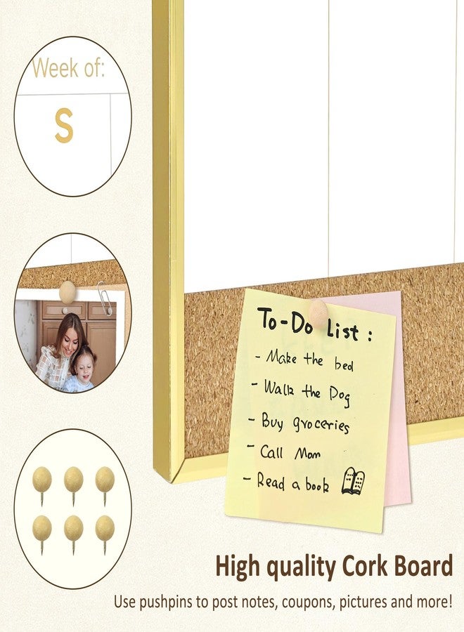 Umtiti Magnetic Weekly Dry Erase White Board and Cork Board, Aluminum Frame Mini Whiteboard，Magnetic Surface Whiteboard for Home Office and Wall Decor(ZHZL-2040JL) - Image 3