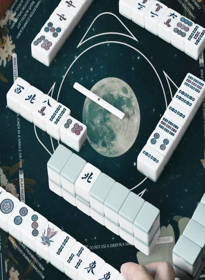 molovsiny Mahjong Mat for Table Durable Mahjong Table Cover with Unique Design, Premium Mahjong Accessories, Perfect Mahjong Gifts for Women, Game Mat for Mahjong and Board Game Enthusiasts (Lunar Tide) - Image 4